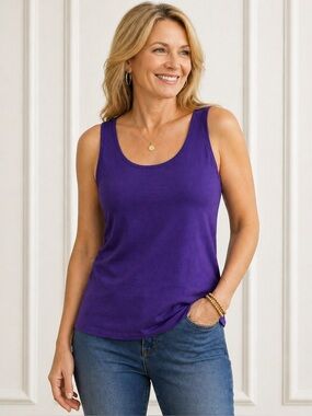 Chico’s Silk Blend Tank Top Size 3 XL Purple Sleeveless Stretch Shell